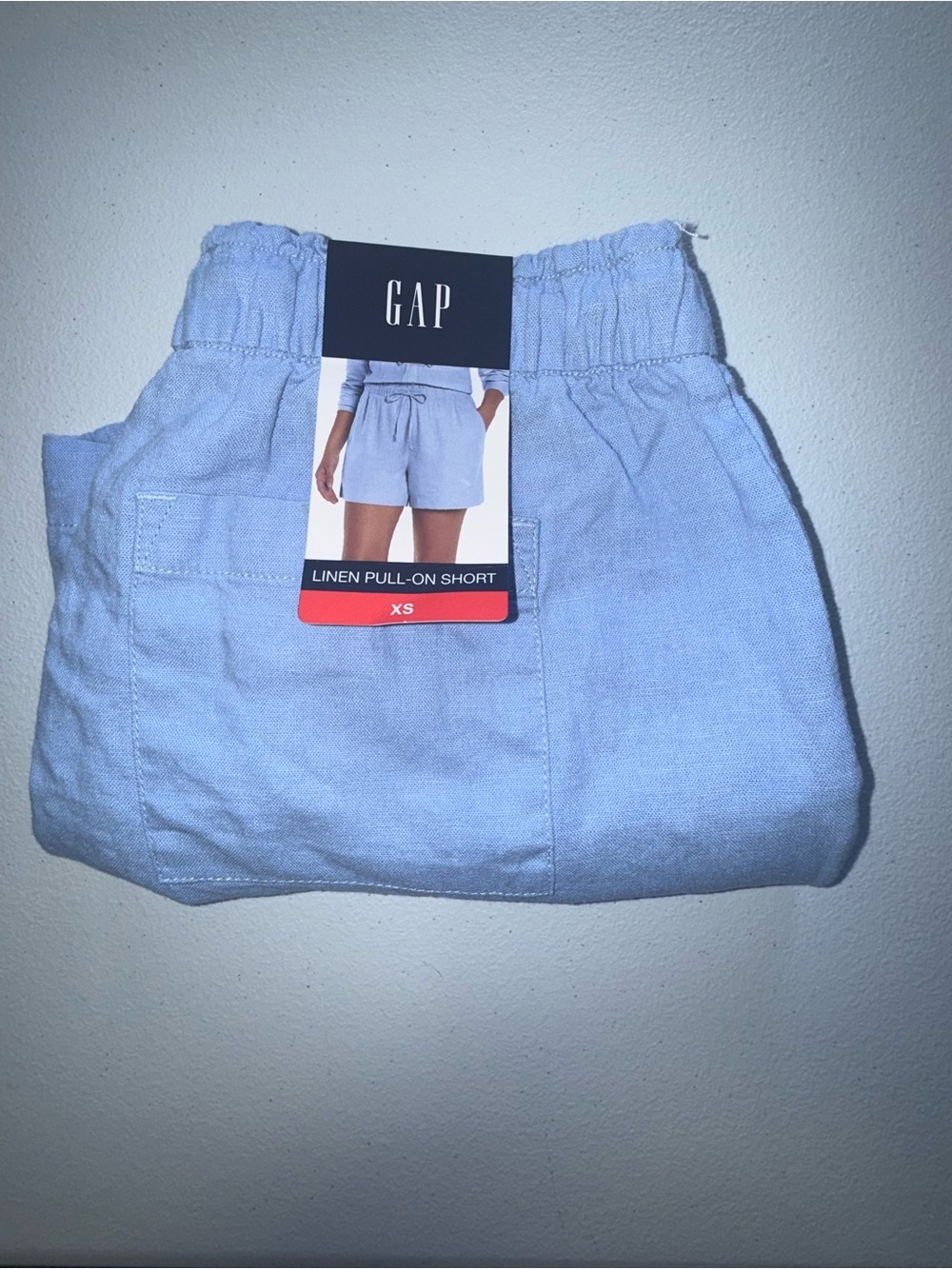 GAP Blue Linen Blend Pull-On Shorts NWT XS Lightweight Summer Casual